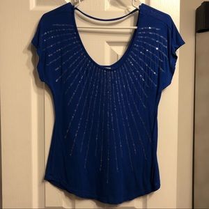 Cobalt blue sequin shirt from Buckle